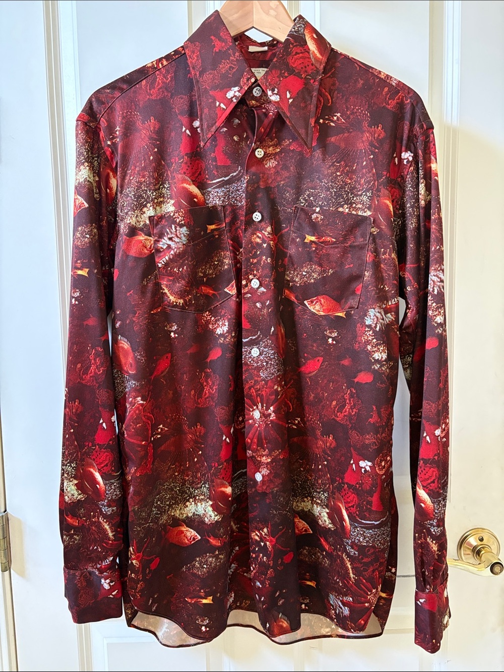 Vintage Hand Tailored Men’s Shirt Fish Ocean Print